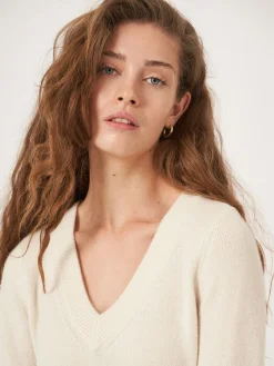 Gekurzter Bio-Kaschmir-Pullover Mit V-Ausschnitt