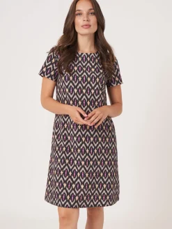 Gerades Kleid Mit Ikat-Print