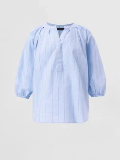 Gestreifte Bluse Aus Leinenmischung Mit Puffarmeln