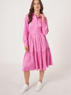 Gestuftes Hemdkleid Aus Baumwollmischung Mit Gurtel