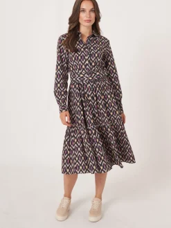 Hemdkleid Aus Baumwolle Mit Ikat-Print Und Gurtel