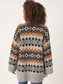 Intarsien Strickjacke Aus Italienischem Garn