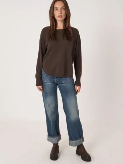 Kaschmirpullover Mit Rundem Saum Und U-Boot-Ausschnitt