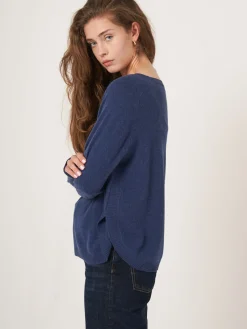 Kaschmirpullover Mit Rundem Saum Und U-Boot-Ausschnitt