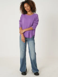 Kaschmirpullover Mit Rundem Saum Und U-Boot-Ausschnitt