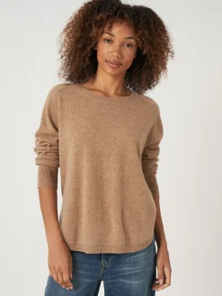 Kaschmirpullover Mit Rundem Saum Und U-Boot-Ausschnitt