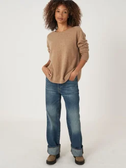Kaschmirpullover Mit Rundem Saum Und U-Boot-Ausschnitt