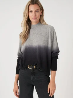 Kaschmirpullover Mit Stehkragen Und Dip-Dye-Muster