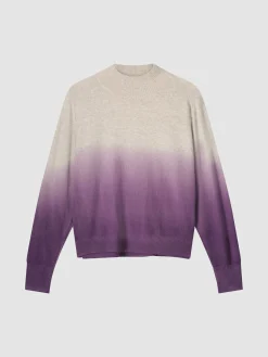 Kaschmirpullover Mit Stehkragen Und Dip-Dye-Muster