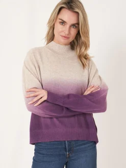 Kaschmirpullover Mit Stehkragen Und Dip-Dye-Muster