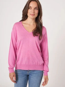 Kaschmir-Seidenmischung Pullover Mit V-Ausschnitt