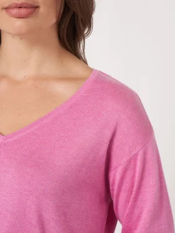 Kaschmir-Seidenmischung Pullover Mit V-Ausschnitt