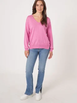 Kaschmir-Seidenmischung Pullover Mit V-Ausschnitt
