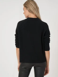 Kaschmir-Strickjacke Mit Geripptem V-Ausschnitt