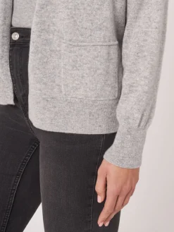 Kaschmir-Strickjacke Mit Offener Vorderseite Und Taschen