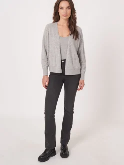 Kaschmir-Strickjacke Mit Offener Vorderseite Und Taschen