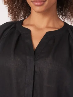 Kleid Aus Reinem Leinen Mit Verdeckten Knopfen