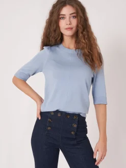 Kurzarm-Pullover Aus Baumwollmischung