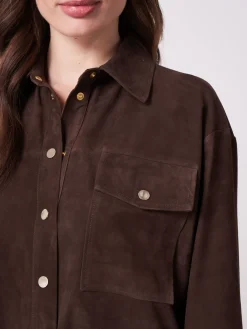 Lange Hemd-Bluse Aus Wildleder