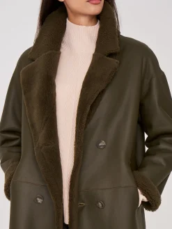 Langer Leder Shearling Wende-Mäntel