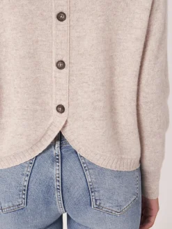 Lassiger Bio-Kaschmir-Pullover Mit Geknopftem Rucken