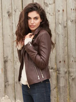 Leder-Bikerjacke