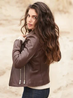 Leder-Bikerjacke