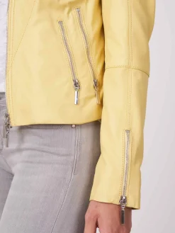Leder-Bikerjacke
