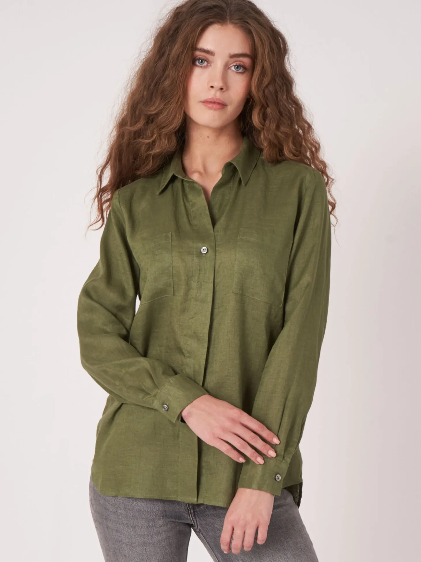 Leinenbluse Mit Brusttaschen