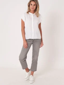 Leinenbluse Mit Kordelzug Am Armlocher