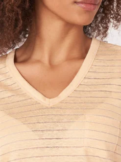 Leinen-T-Shirt Mit Lurex-Streifen