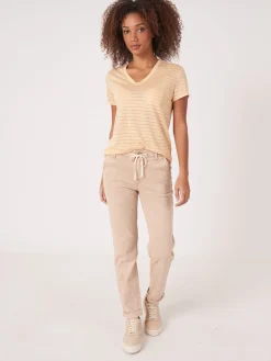Leinen-T-Shirt Mit Lurex-Streifen