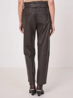 Locker Geschnittene Lederhose Mit Taillenband