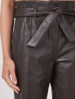 Locker Geschnittene Lederhose Mit Taillenband