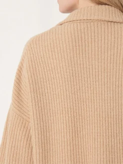 Mittellange Rippstrick-Cardigan Mit Revers Kragen