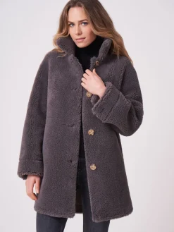 Mittellanger Faux Shearling Mäntel Mit Wendefunktion