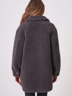 Mittellanger Faux Shearling Mäntel Mit Wendefunktion