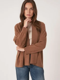 Offene Kaschmir-Strickjacke Mit Schalkragen Und Taschen
