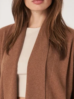 Offene Kaschmir-Strickjacke Mit Schalkragen Und Taschen