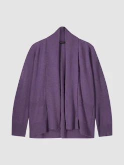 Offene Kaschmir-Strickjacke Mit Schalkragen Und Taschen