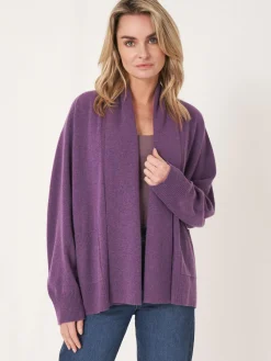 Offene Kaschmir-Strickjacke Mit Schalkragen Und Taschen