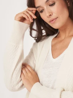 Offene Strickjacke Aus Bio-Kaschmir Mit Feinem Zopfstrickmuster