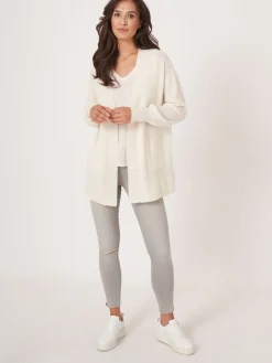 Offene Strickjacke Aus Bio-Kaschmir Mit Feinem Zopfstrickmuster