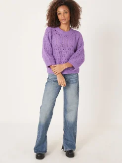 Offener Ajour-Strickpulli