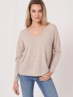 Oversized Bio-Kaschmir-Pullover Mit V-Ausschnitt