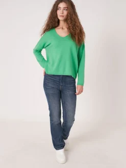 Oversized Bio-Kaschmir-Pullover Mit V-Ausschnitt