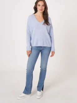 Oversized Bio-Kaschmir-Pullover Mit V-Ausschnitt