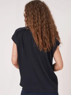 Oversized Geknopftes Blusentop Aus Seide