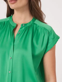 Oversized Geknopftes Blusentop Aus Seide