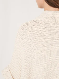 Poncho Aus Baumwollstrick Mit Reisverschluss Und Größer Rippenstruktur